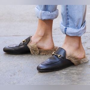 Gucci Princetown shearling leather mules